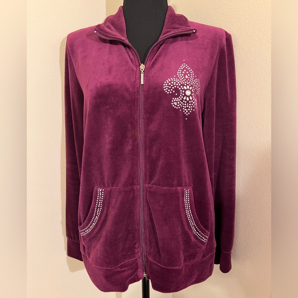 Onque Casuals Embellished Velour Jacket